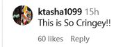 A user finds Bhad's statements "cringey" (image via @ktasha1099 on Instagram)